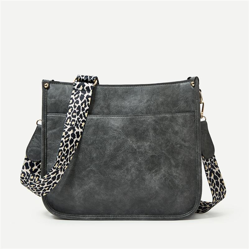 Damskie skórzane torby typu crossbody z PU, damskie małe, urocze torby na ramię, kobiece modne, w kolorze krowy, w kolorze lamparta, pasek dla dziewczynki