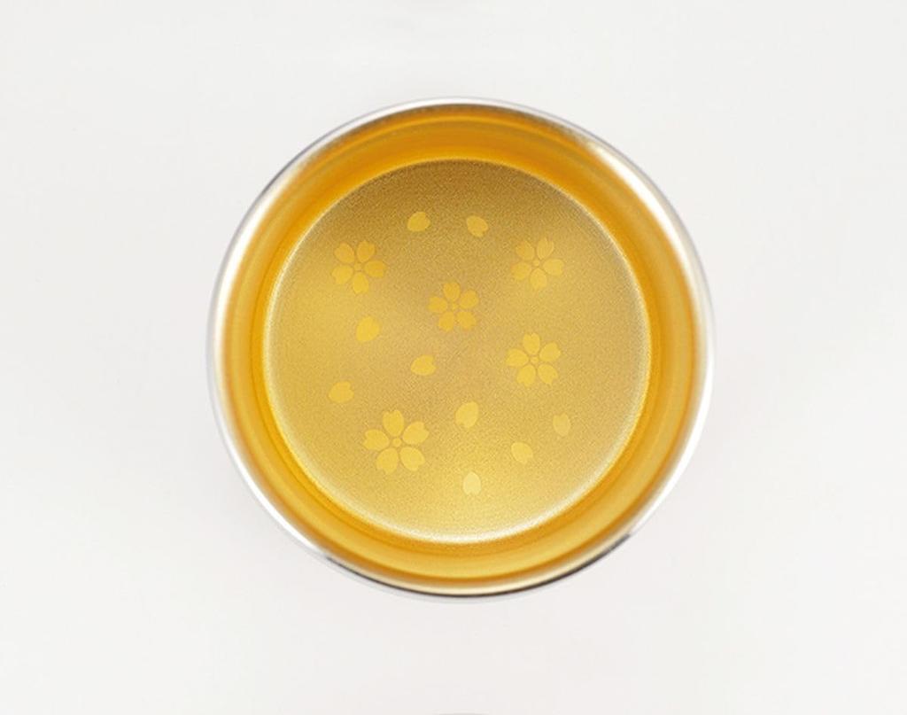 Stainless Double Fashionable Sakura Design 24K Gold Made in Japan Made in J-kitchens Tumbler, 18/8 Steel, Walled, (Interior Plated), 230ml, (Includes