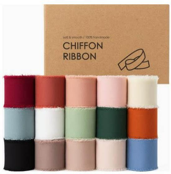 Nastro di Chiffon con Bordo Strappato per Biglietti con Fiori Freschi e Decorazioni per Regali di Matrimonio