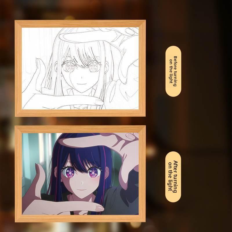 23cm/9.06in I Push The Kid 3D Anime Light Painting Led Night Lamp Wild Star Love Cartoon Led Peripherals Gift Bedroom Decoration