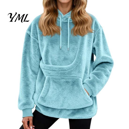 Sudadera con capucha extragrande para mujer, con bolsillo para mascota, peluda, con bolsillo tipo canguro, jersey con capucha para llevar perro/gato, para Otoño Invierno, cachorro