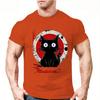 Summer Round Neck 3D Japanese Black Anime Cat Pattern Print Top Fashionable Casual Short Sleeved Men's T-shirts