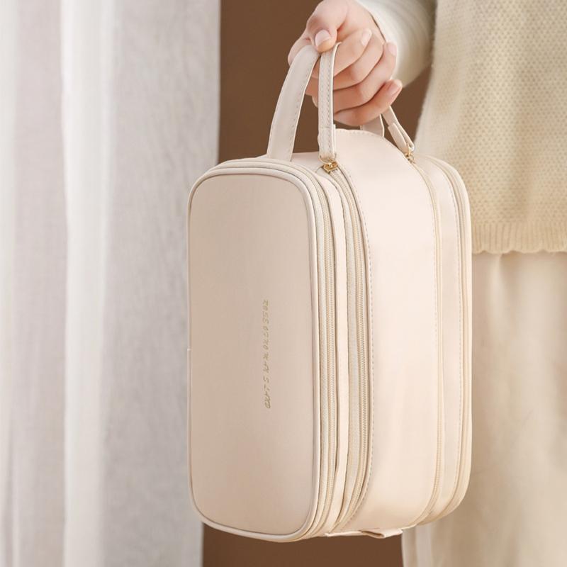 Viaje doble de la PU de la cremallera para el organizador del almacenamiento del bolso del artículo de tocador de la capacidad grande del bolso cosmético de las mujeres