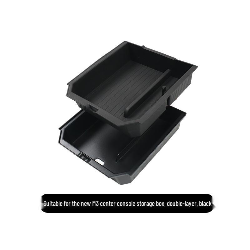 Tesla Model 3 Facelift Double-Layer Center Console Glasses Holder & Storage Box Accessory.