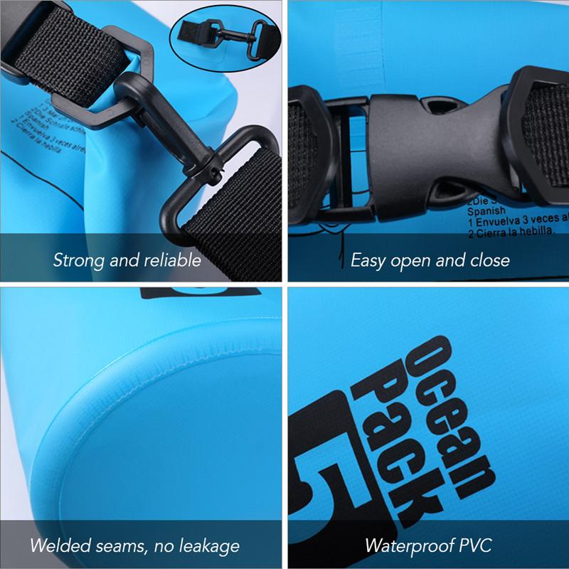 Design Top Travel Outdoor Camping Hiking Sport PVC Roll Top Sack 5L 10L 15L 20L 30L Waterproof Backpack Dry Bag Fashion Style