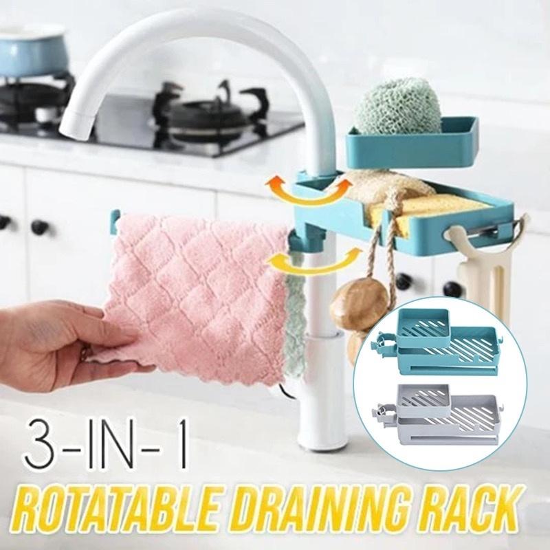 Buy Double Layers Rotatable Faucet Rack Rag Shelf Storage Rack Sink ...