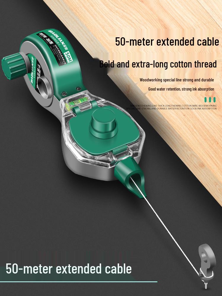 Hand-Crank Wooden Ink Marker, Drop-Resistant Line Tool for Construction Layout