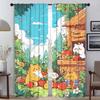 Cartoon Strawberry Garden Curtains Child Room Window Curtain for Room 2 Panel Halloween Decoration Tulle for Bedroom Shades Home