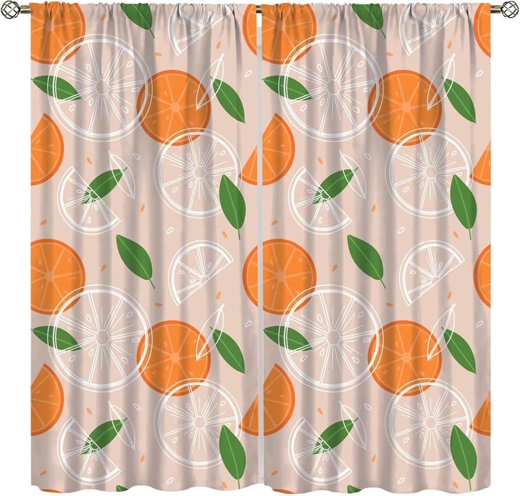 Erdbeer Frucht Blume Niedliche Vorhänge Groovy Funky Trendige Blumenbedruckte Stangentasche Fensterbehänge für Mädchen Schlafzimmer Wohnzimmer