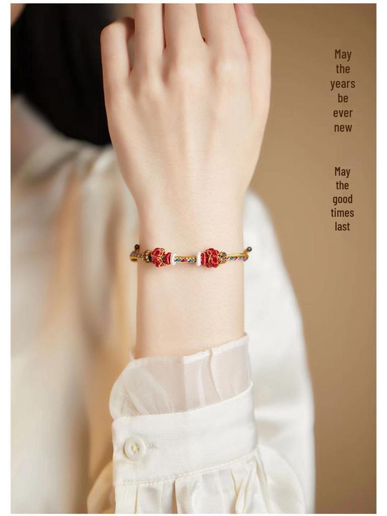 Dunhuang-Inspired Braided Bracelet: Handmade Rope, Ready for Lucky or Zodiac Beads