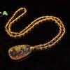 Yellow Crystal Necklace Long Sweater Chain Manjushri Pendant Amitabha Pendant Unisex Gift