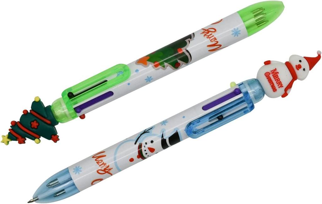 Maydahui Cute 6 Color Christmas Ballpoint Pen Set of 12 Black Ink Stylish Cute Stationery 0.5mm Oil-Based Multi-Function Multi-Color