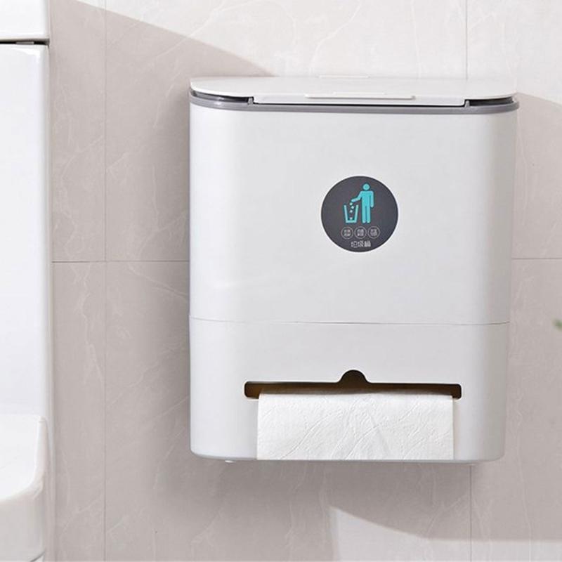 Wall Mounted Hanging Trash Bin with Sliding Lid Anti-odor Organization Box Accessory for Indoor Outdoor Traveling