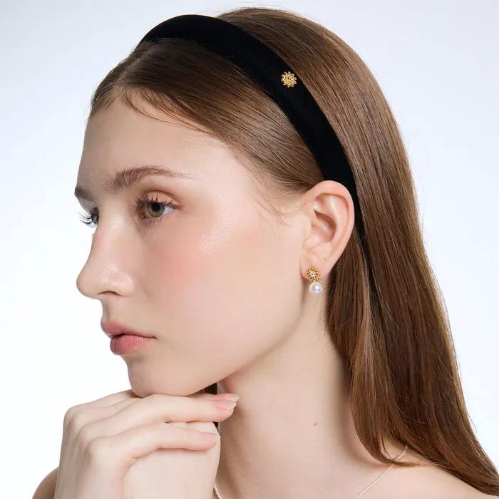 Samt Fleur Schwarzes Haarband