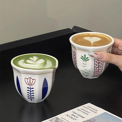 2 unidades Xícaras de Café Estilo Oriente Médio Caneca de Cerâmica Guirlanda de Mão Anti-escaldante Latte Cappuccino Garrafa Xícara de Chá Presente para Uso Doméstico