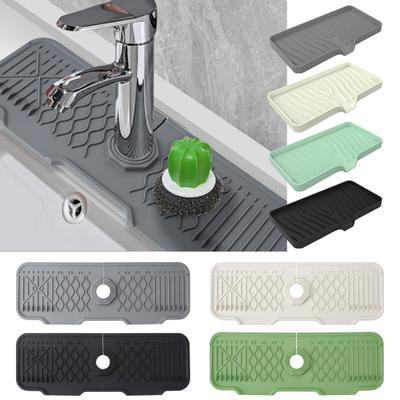 Silicone Sink Splash Guard Drain Mat Soap Rack Holder Faucet Draining Pad for Kitchens Bathrooms RVs