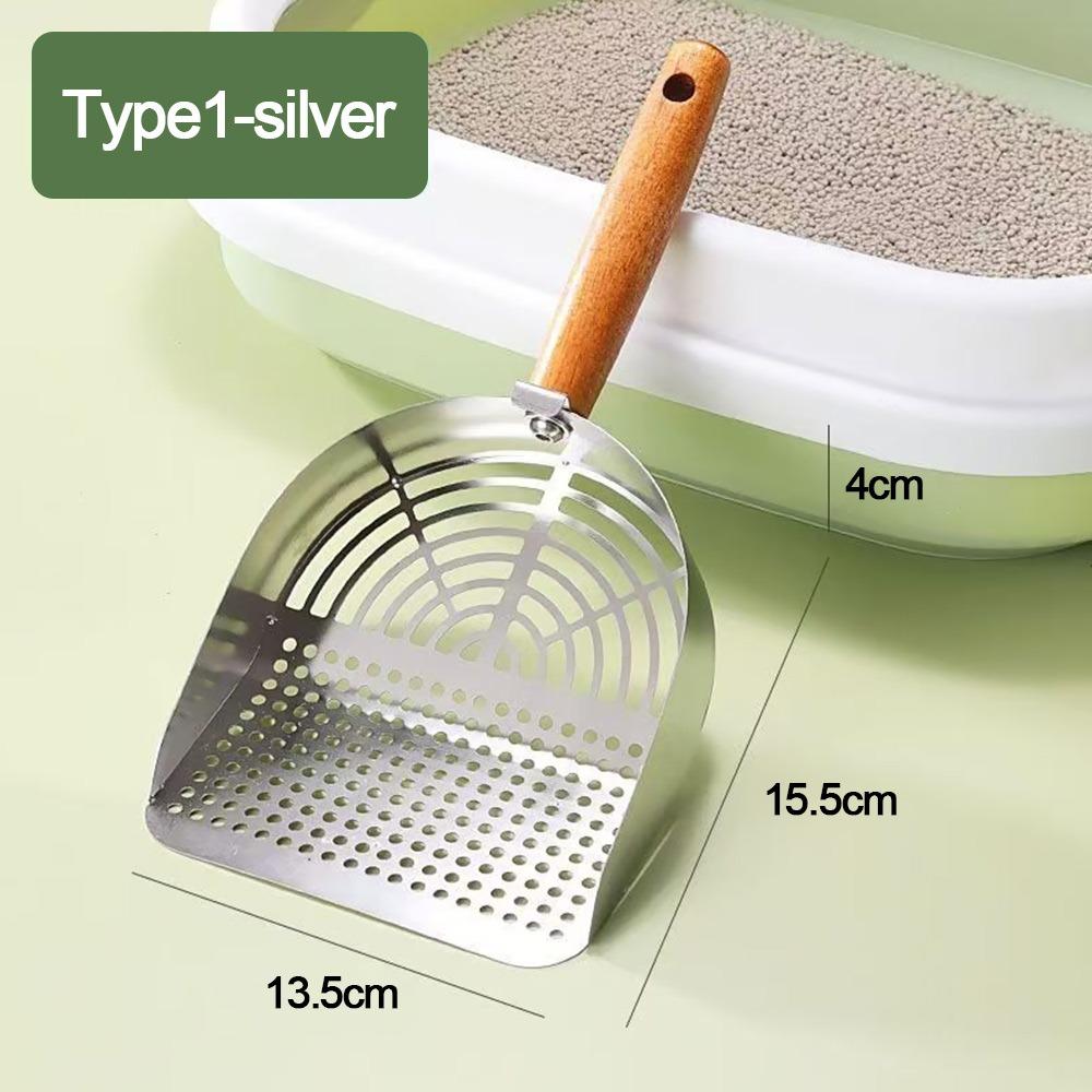 Stainless Steel Cat Litter Shovel Anti-slip Cat Poop Scooper Cat Toilet Scoop  Pet Cleaning Tools