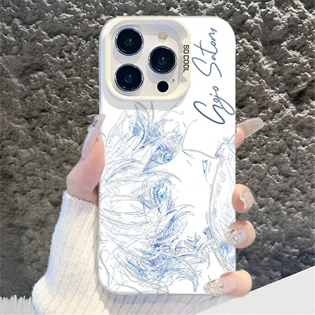 Jujutsu Kaisen Gojo Satoru Skizzenkunst Klare TPU Handyhülle für iPhone 15 Pro Max & Samsung Galaxy S24 Ultra, Stoßfeste Hülle