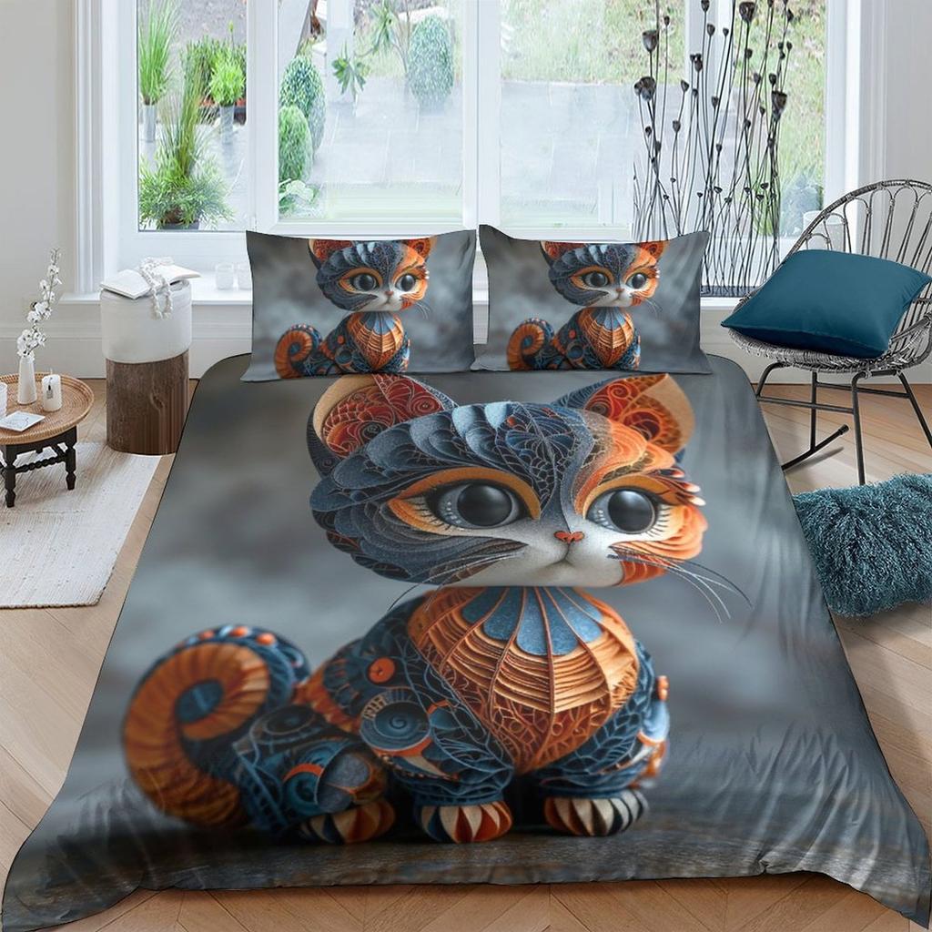 Cat Comforter Covers Printed Quilt Cover Duvet Cover Bedding Set For Children'S And Adults Warm Soft Breathable And Comfortable