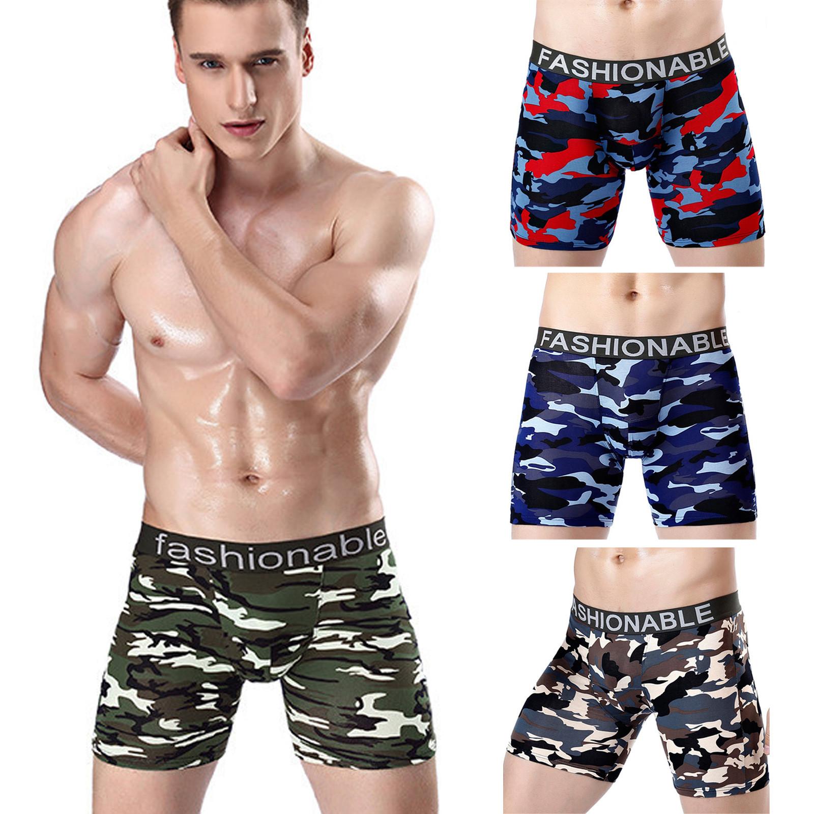 

Men s Cotton Camouflage Printed Breathable Sexy Briefs Long style L зелений