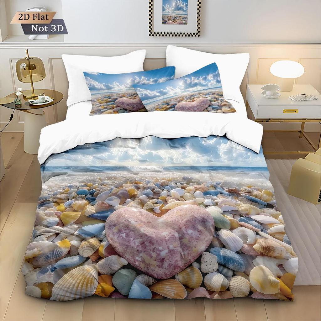 TEMU Starfish Shell Beach Ocean 3-Piece Duvet Cover Set