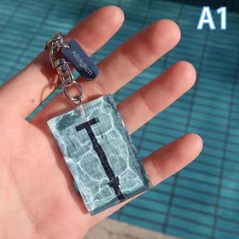 Creative Swimming Pool Keychain Wavy Keychain Decorations Car Key Ring Swimming Pool Keychain  Pendant Swimmer's Gift