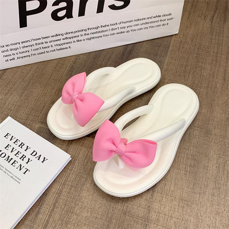EVA Thick Sole Flip-Flops with Cute Bow - Girls' Height-Increasing Summer Beach Sandals
