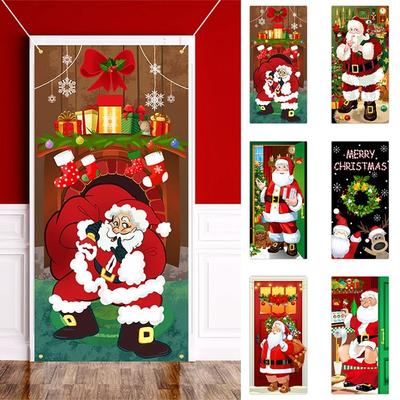 Christmas Outdoor Decorations Christmas Door Cover Decoration Cloth Christmas Door Cover Door Hanging New Year Party
