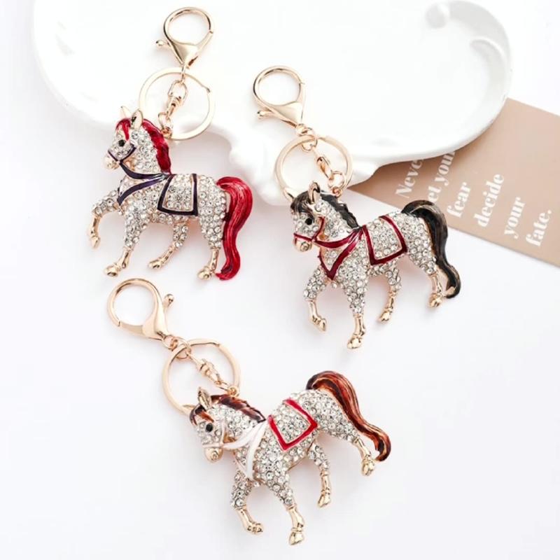 Horse Pony Keychain Women Men Animal Keyring Bag Pendant For Car Jewelry Year Gift