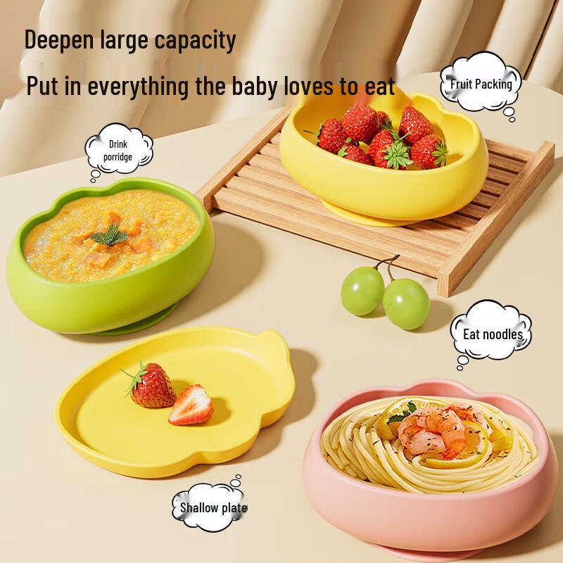 COOKSS Spill-Proof Silicone Baby Feeding Plate