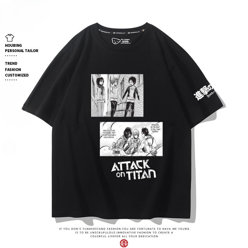 Summer 100% Cotton T-shirt Attack Giant Wings of Freedom Clothing Sergeant Alan Mikasa Around Short-sleeved Men