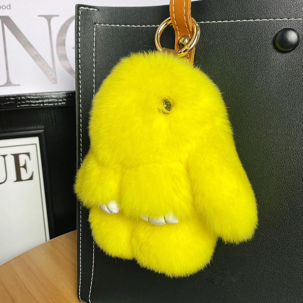 Mini Rex Rabbit Fur Pom Pom Keychain Bag Charm Keyring