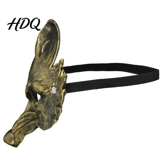 Wolfsmaske für Halloween Schwarz Gold Maske 3D PU-Schaum Mardi Gras Party Kostümzubehör Requisite Leichtes Cosplay Maskenball Kopfschmuck,