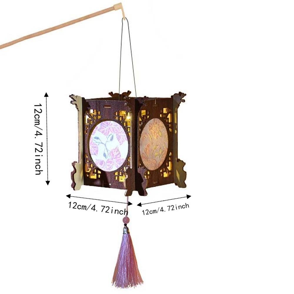 Traditional Retro Lantern DIY Handmade Mid Autumn Craft Wooden Lamp Kit  Night