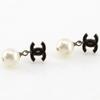 CHANEL COCO Mark Piercing black Plated Gold/Fake pearl 4.6g Women Used