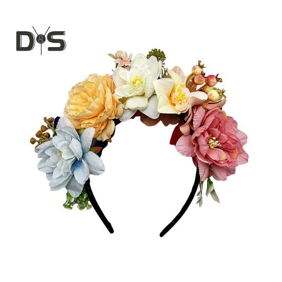 Imitation Flower Decor Hair Hoop Elastic Design Travel Party Headband Various Styles Floral Hair Hoop Headgear Charming Accessory