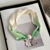 Silk scarf long strip high-end spring and summer new versatile pearl necklace neck chain scarf magnetic buckle silk scarf