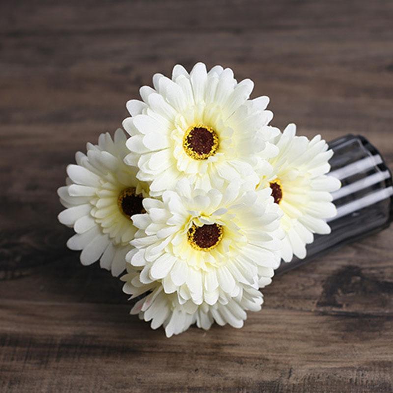 Искусственный цветок Фран Цветок Гербера Маленькая ромашка Цветочная композиция Ручная сборка Цветочная композиция Свадебное украшение Букет Цветы 1pc белый