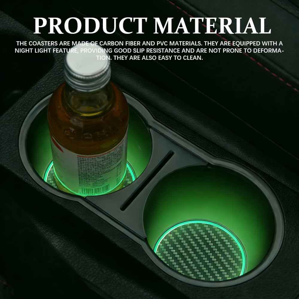 2PCS Car Cup Holder Coaster, Car Cup Holder Insert, 2.83" Insert Water Bottle Holder Pads, Auto Accessories Non-Slip Luminous Cover Scratches