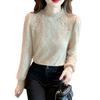 Herbst- und Winter-Flock-Spitzen-Pullover, Damen-Halbhoher Kragen Fleece-Basisschicht, Stilvolle Damen-Innenschicht, Damen-Oberteil