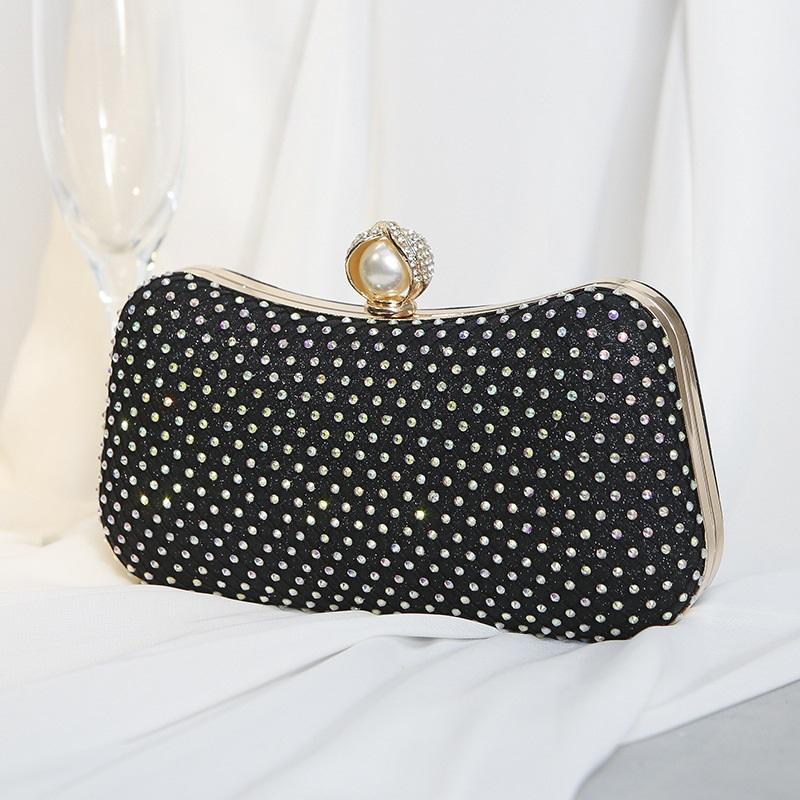 Retro Mesh Full Color Crystal Inlaid Ladies Evening Bag Dual-use Handheld & Crossbody Mini Clutch For Bride Wedding Cocktail Party