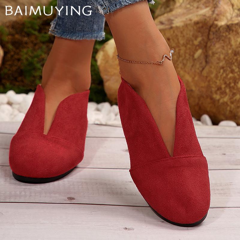 Suede Flats Women Shoes Fashion Shallow Casual Shoes Woman 2025 Trend New Brand Designer Autumn Cozy Soft Walking Sneakers Women