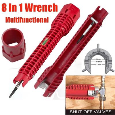 8-in-1-Multifunktionsschlüssel für Wasserhahn- und Spülbeckeninstallation, Sanitärwerkzeug, Wasserrohrschlüssel für die Reparatur von Wasserrohren in Küche und Bad