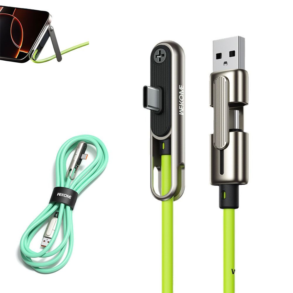 240W Foldable Phone Holder Data Cable Builtin Desk Bracket Multi-Angle Adjustment Fast Charging Data Cable 3-in-1 Data Wire