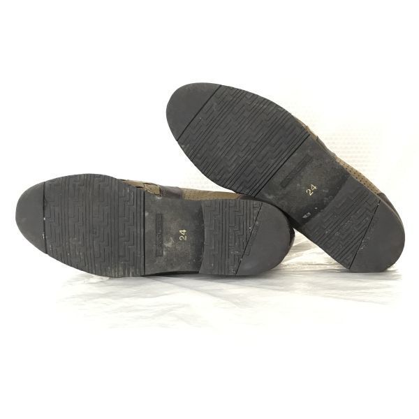 LANCEL Leather Oxford Shoes [24.0 / Brown / Woven Saddle Design] Business Dress(USED)