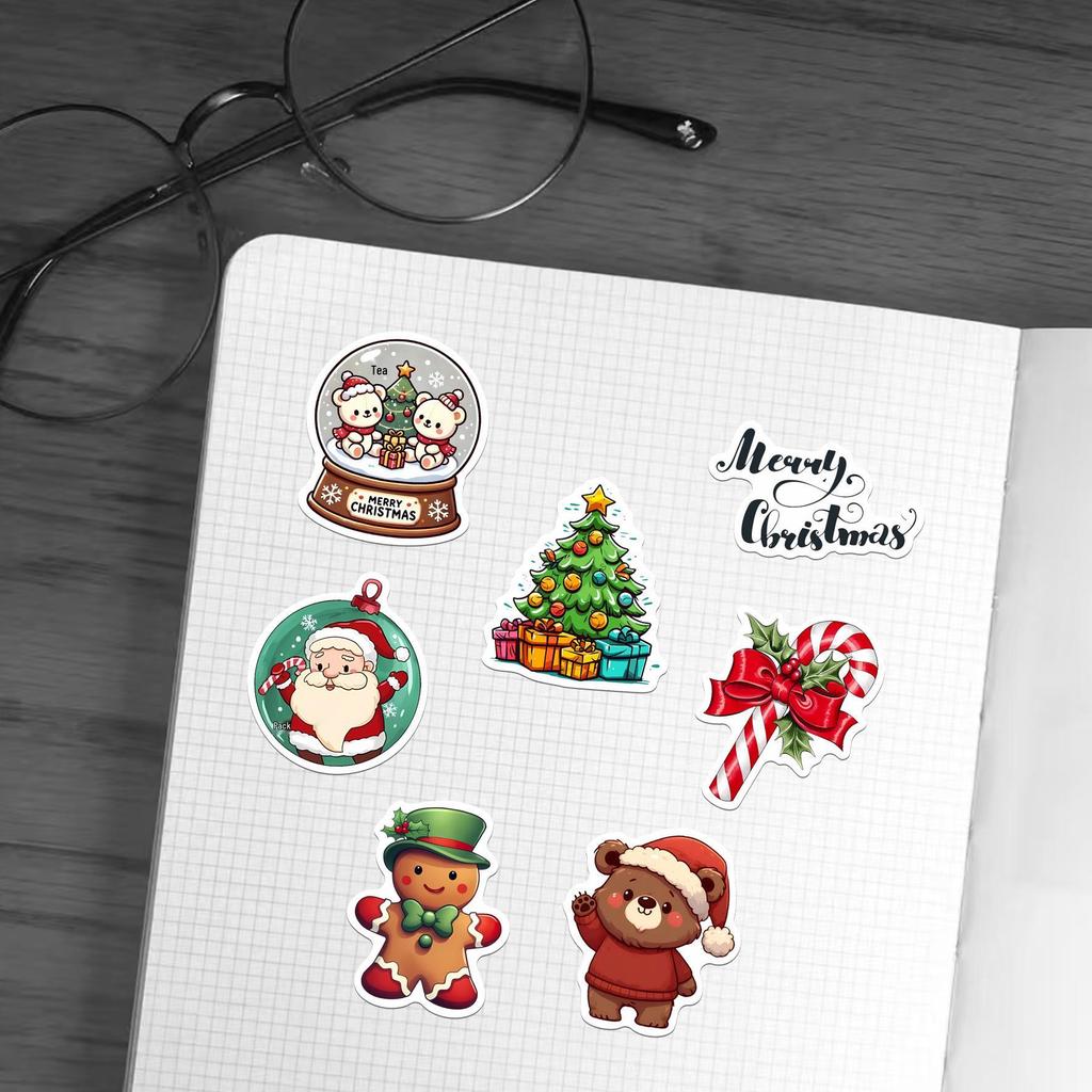 50 Christmas Stickers: Santa Claus Decoration for Phone Cases, Computers, DIY Crafts, Waterproof and Graffiti-Style.