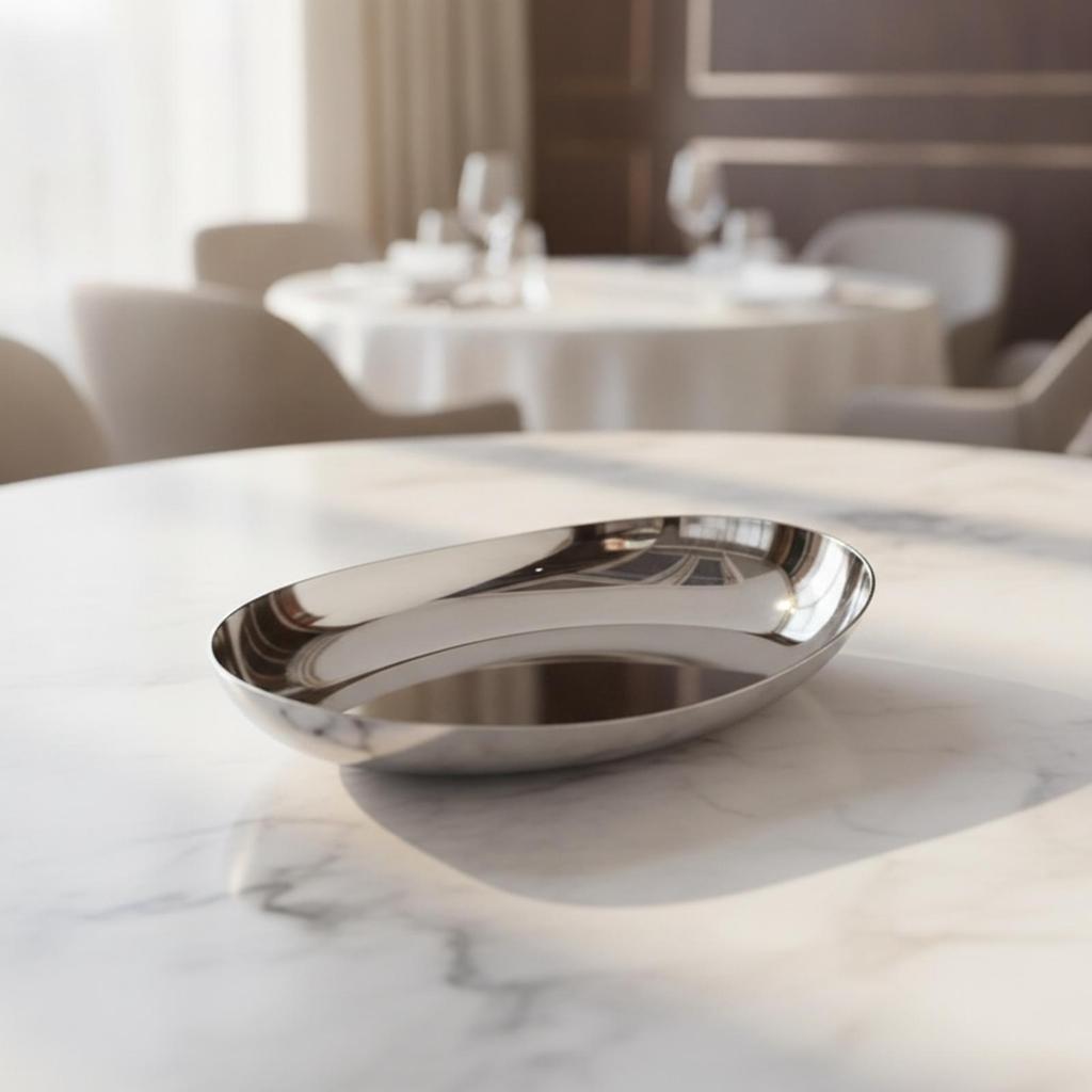 Three-Layer Steel Oval Dish Long-Lasting Polished Stainless Platter
