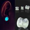 Unisex Glow In the Dark Double Flared Saddle Ear Gauge Plug Body Piercing