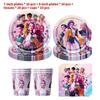 K Pop Demon Hunters Party Paper Plates Cups Napkins Set With Balloons For Birthday Celebration
