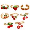 Cherry Rings Elegant Abstract Rings Opening Rings Copper Texture Perfect for Fashion Youthful Women Daily and Party Use